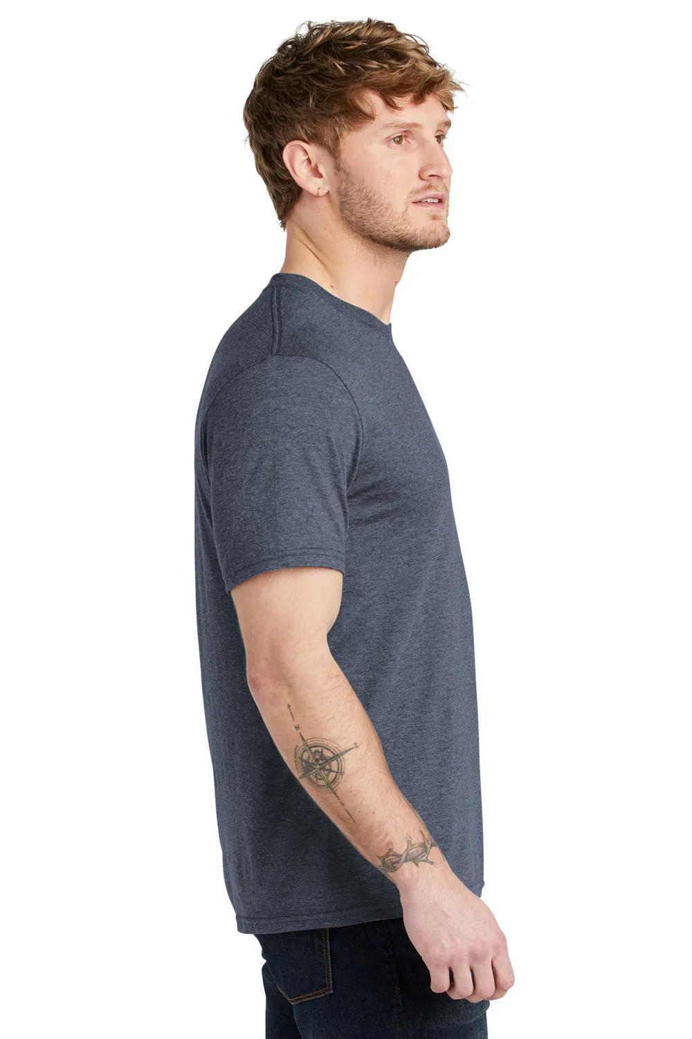 Volunteer Knitwear Mens USA Made Short Sleeve Crewneck T-Shirt - Heather Navy Blue