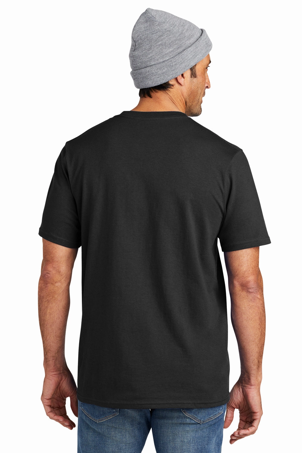 Volunteer Knitwear Mens USA Made All American Short Sleeve Crewneck T-Shirt w/ Pocket - Deep Black