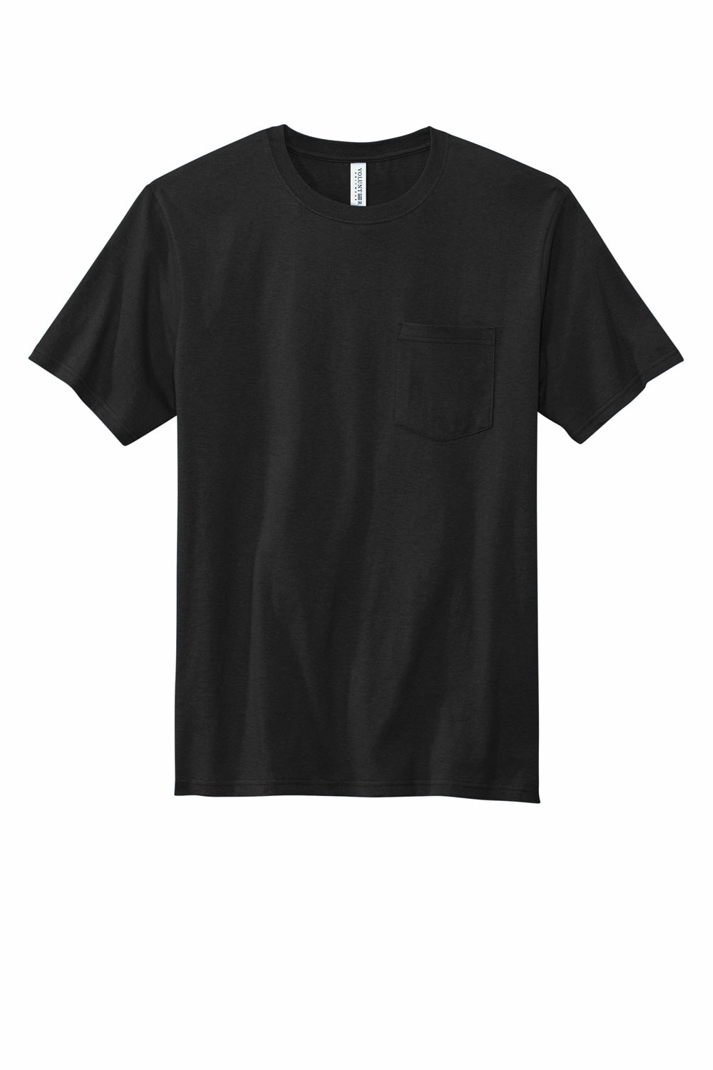 Volunteer Knitwear Mens USA Made All American Short Sleeve Crewneck T-Shirt w/ Pocket - Deep Black