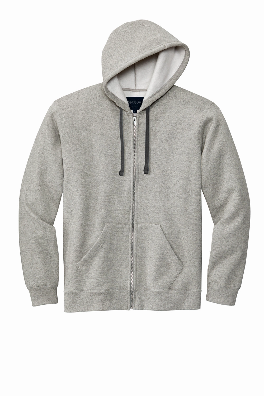 Volunteer Knitwear Mens USA Made Chore Fleece Full Zip Hooded Sweatshirt Hoodie w/ Pockets - Heather Grey