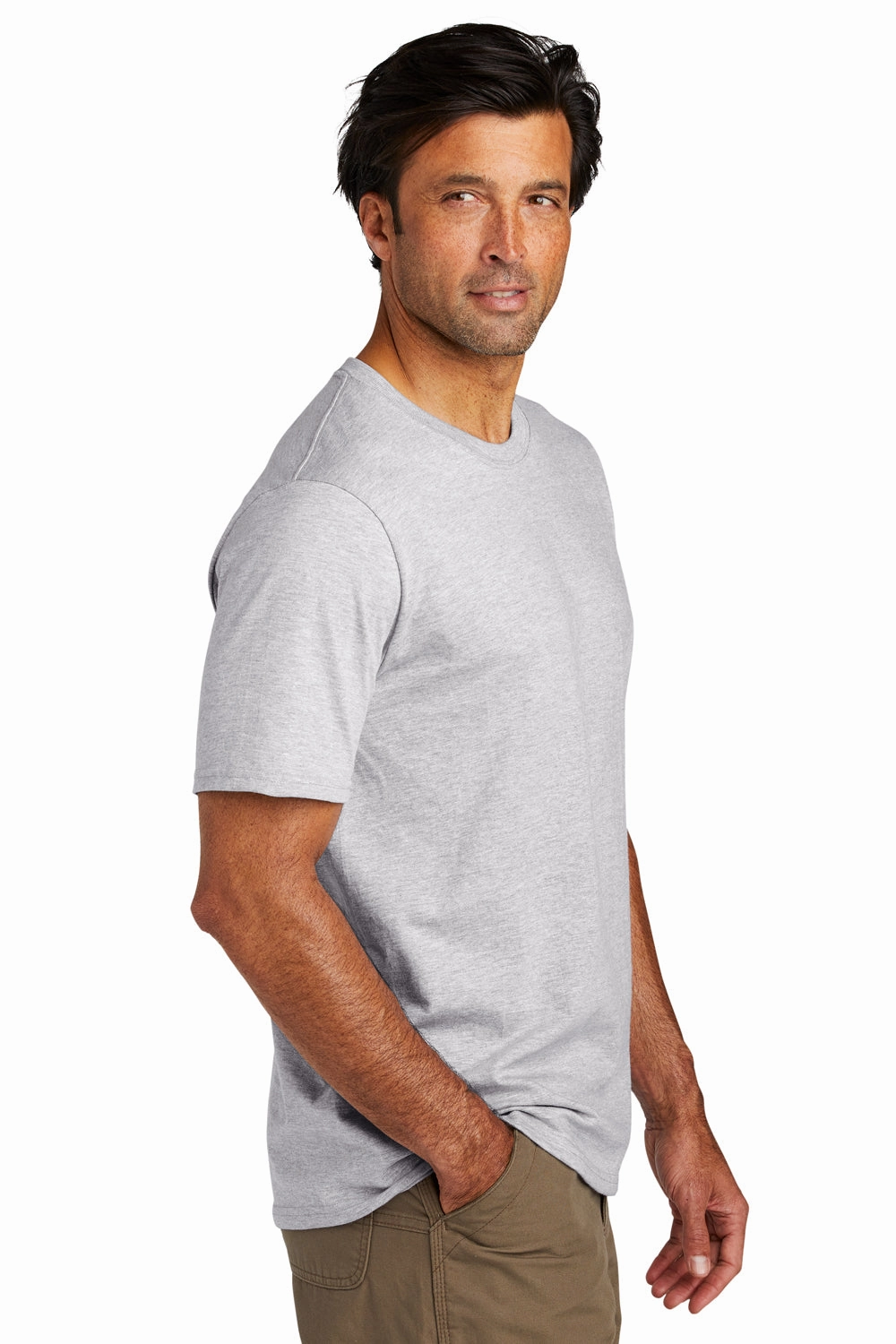 Volunteer Knitwear Mens USA Made Chore Short Sleeve Crewneck T-Shirt - Heather Grey