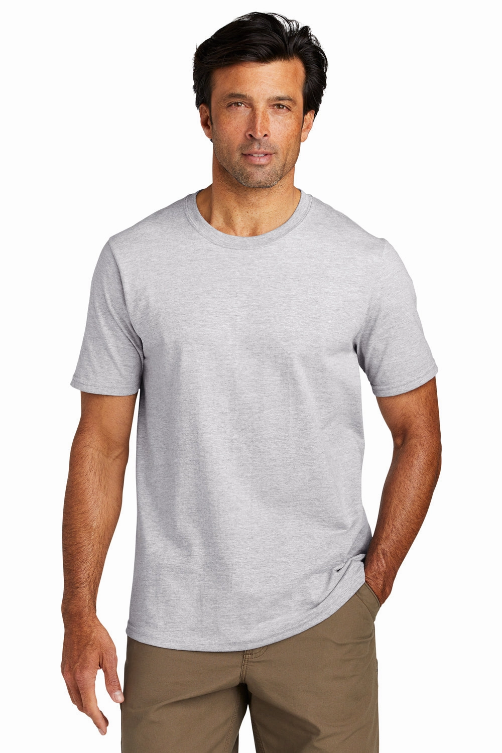 Volunteer Knitwear Mens USA Made Chore Short Sleeve Crewneck T-Shirt - Heather Grey