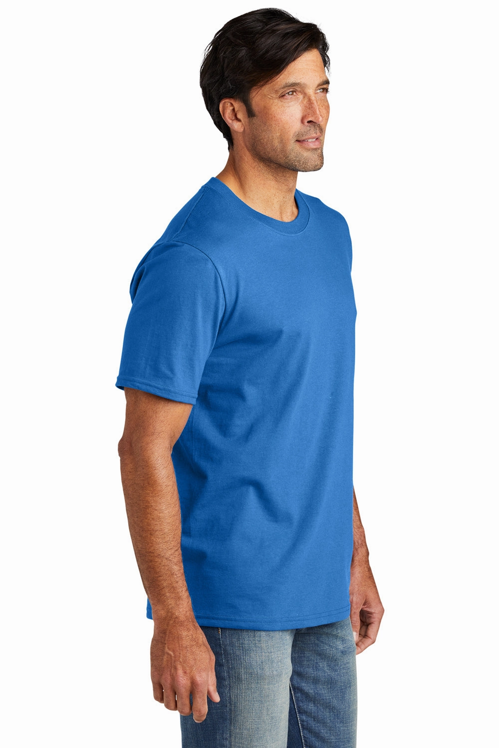 Volunteer Knitwear Mens USA Made Chore Short Sleeve Crewneck T-Shirt - True Royal Blue