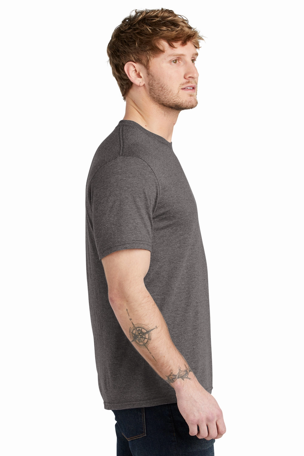 Volunteer Knitwear Mens USA Made Short Sleeve Crewneck T-Shirt - Heather Steel Grey