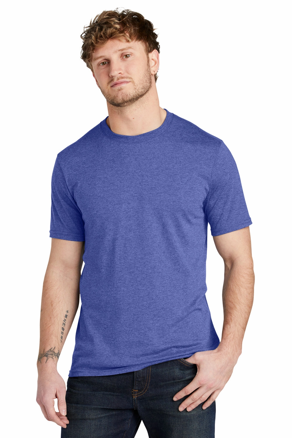 Volunteer Knitwear Mens USA Made Short Sleeve Crewneck T-Shirt - Heather True Royal Blue