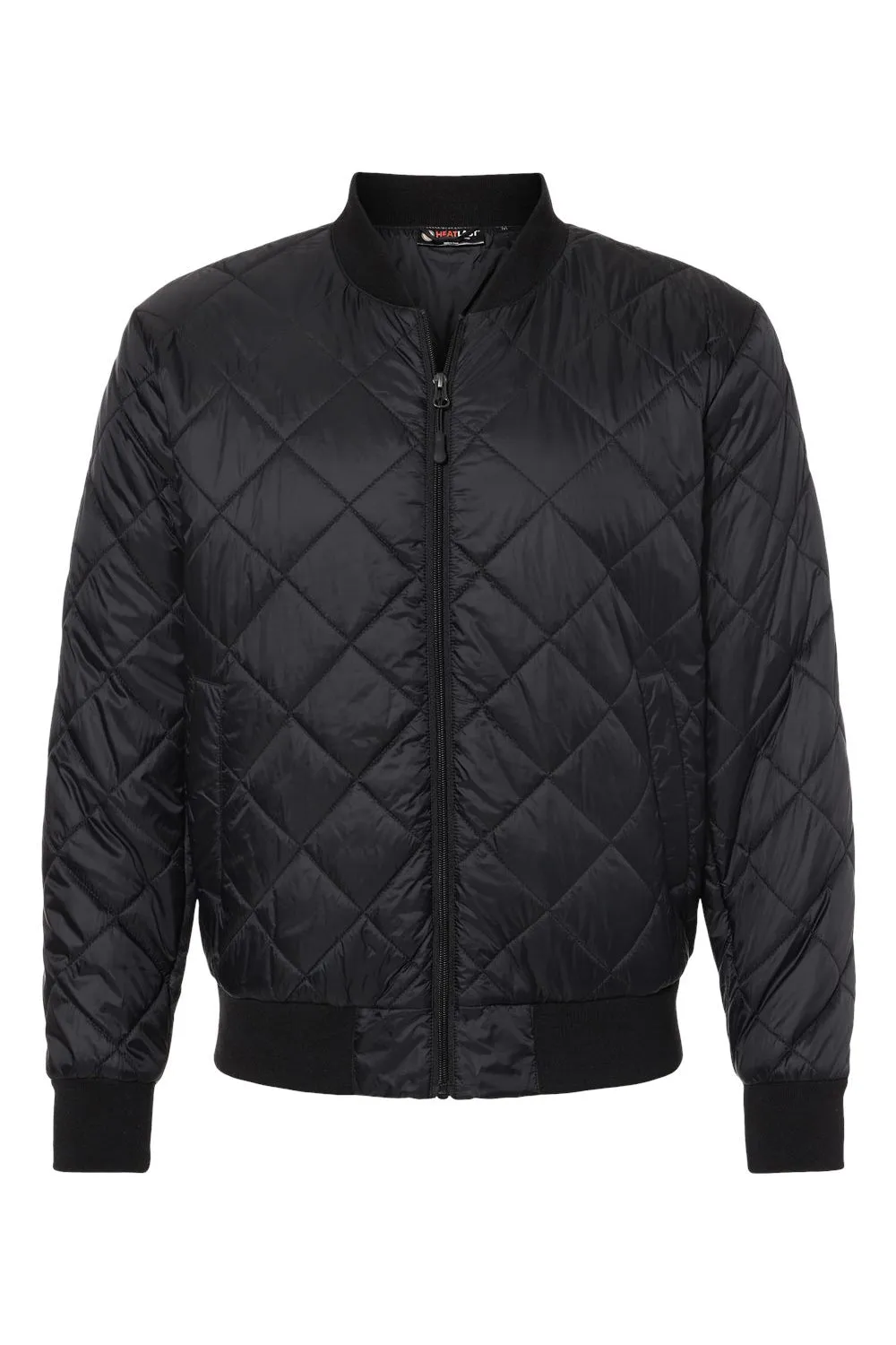 Weatherproof Mens HeatLast Quilted Packable Wind & Water Resistant Full Zip Bomber Jacket - Black