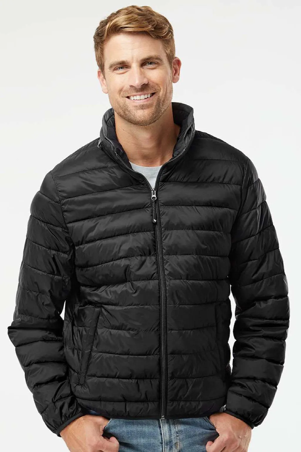 Weatherproof Mens PillowPac Wind & Water Resistant Full Zip Puffer Jacket - Black