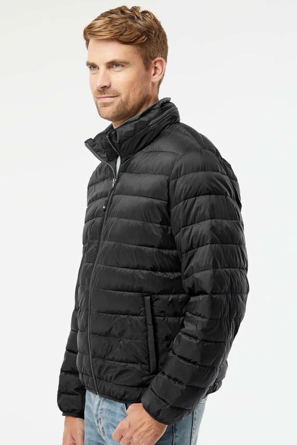 Weatherproof Mens PillowPac Wind & Water Resistant Full Zip Puffer Jacket - Black