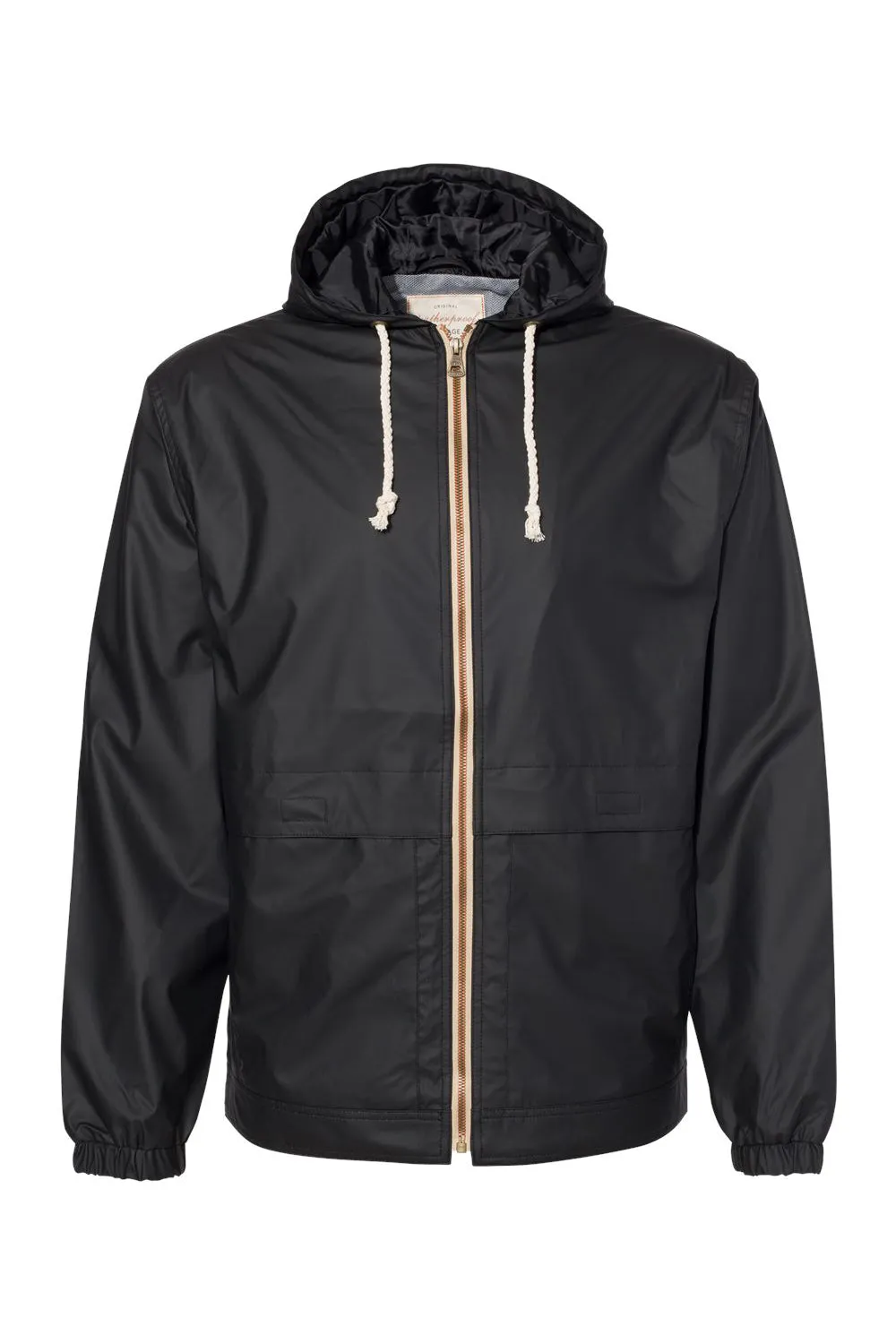Weatherproof Mens Vintage Water Resistant Full Zip Hooded Rain Jacket - Black