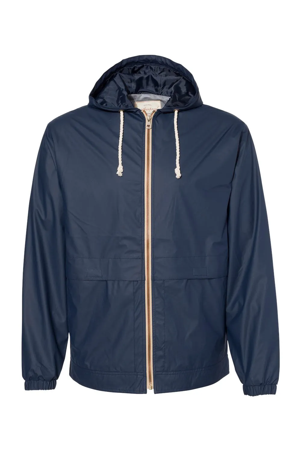Weatherproof Mens Vintage Water Resistant Full Zip Hooded Rain Jacket - Navy Blue